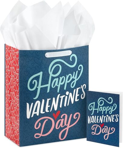 Hallmark 13" Large Valentine's Day Gift Bag with Card and Tissue Paper (Blue Happy Valentine's Day) in Saudi Arabia