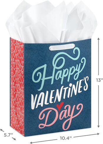 Hallmark 13" Large Valentine's Day Gift Bag with Card and Tissue Paper (Blue Happy Valentine's Day) in Saudi Arabia