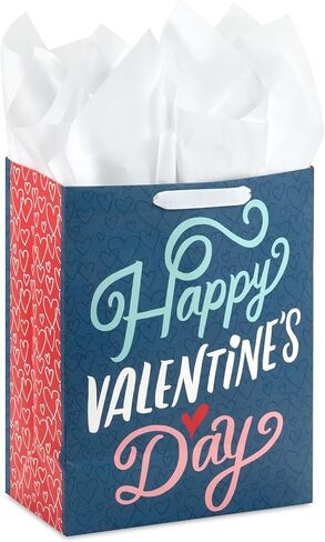 Hallmark 13" Large Valentine's Day Gift Bag with Card and Tissue Paper (Blue Happy Valentine's Day) in Saudi Arabia