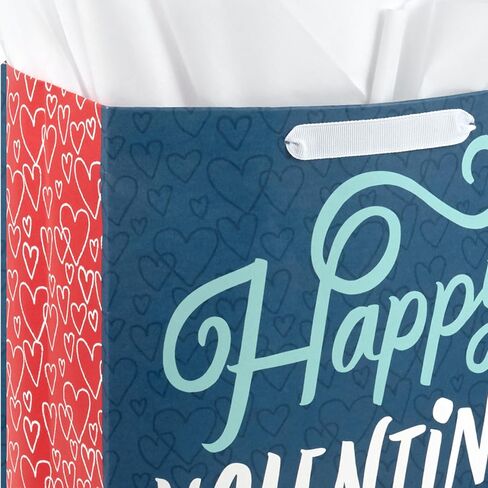 Hallmark 13" Large Valentine's Day Gift Bag with Card and Tissue Paper (Blue Happy Valentine's Day) in Saudi Arabia