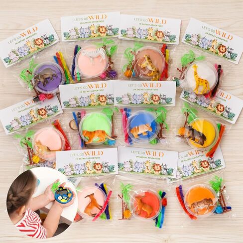 حفلات سفاري الحفلات - 12 PCS Jungle Clay Kits Supplies - Safari Jungle DIY Clay Sensory Kit - Wild Animals Birthday Classroom Goodie Pags Gafts Girls Boys in Kuwait