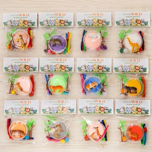 حفلات سفاري الحفلات - 12 PCS Jungle Clay Kits Supplies - Safari Jungle DIY Clay Sensory Kit - Wild Animals Birthday Classroom Goodie Pags Gafts Girls Boys in Kuwait