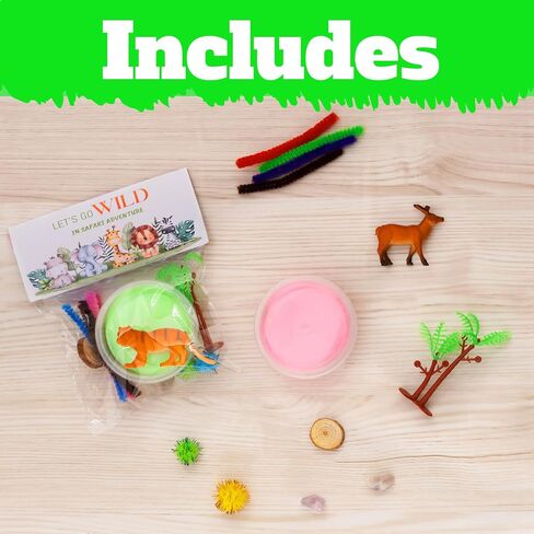 حفلات سفاري الحفلات - 12 PCS Jungle Clay Kits Supplies - Safari Jungle DIY Clay Sensory Kit - Wild Animals Birthday Classroom Goodie Pags Gafts Girls Boys in Kuwait