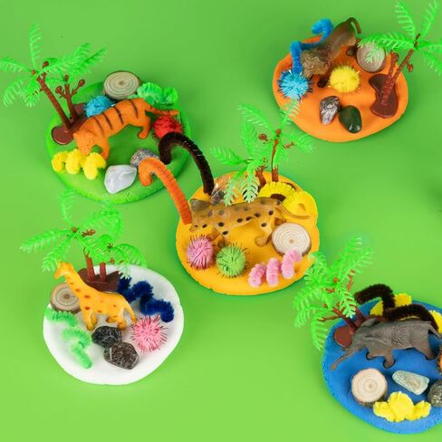حفلات سفاري الحفلات - 12 PCS Jungle Clay Kits Supplies - Safari Jungle DIY Clay Sensory Kit - Wild Animals Birthday Classroom Goodie Pags Gafts Girls Boys in Kuwait