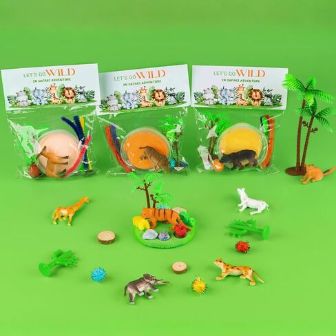 حفلات سفاري الحفلات - 12 PCS Jungle Clay Kits Supplies - Safari Jungle DIY Clay Sensory Kit - Wild Animals Birthday Classroom Goodie Pags Gafts Girls Boys in Kuwait