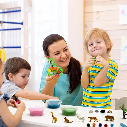 حفلات سفاري الحفلات - 12 PCS Jungle Clay Kits Supplies - Safari Jungle DIY Clay Sensory Kit - Wild Animals Birthday Classroom Goodie Pags Gafts Girls Boys in Kuwait