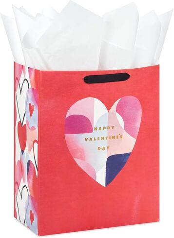 Hallmark 13" Large Valentine's Day Gift Bag with Tissue Paper (Red Watercolor Heart) in Saudi Arabia