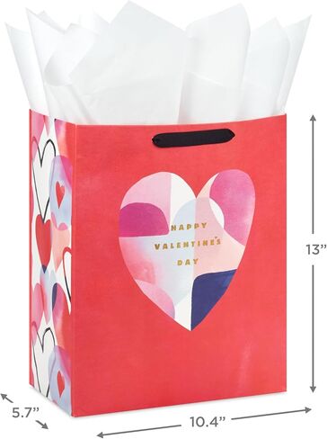 Hallmark 13" Large Valentine's Day Gift Bag with Tissue Paper (Red Watercolor Heart) in Saudi Arabia