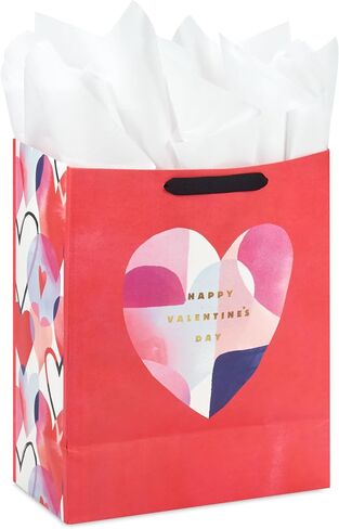 Hallmark 13" Large Valentine's Day Gift Bag with Tissue Paper (Red Watercolor Heart) in Saudi Arabia