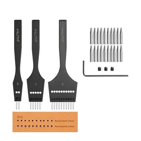 WUTA Leather Stitching Punch, 3nd Removable Leather Punch Tool, Professional Working Hand Tool Set for DIY Leather Craft（3mm- 2+5+10 Hole）