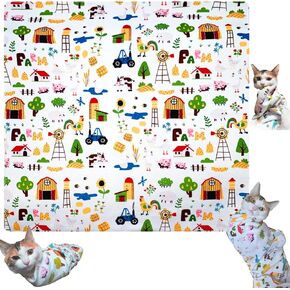 غلاف القط الغلاف القط لقطع الأظافر ، غلاف القط فيلكرو ذاتيا فيلكرو للاستمالة ، Cat burrito clas croom control crooming crooming wrap flugh for gooring (xl (27.6*27.6in))