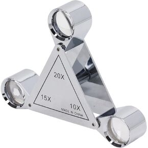 JADESHAY 3 في 1 Jewellers Loupe ، 10x 15x 20x قابلة للطي الحجم الحجم ، مكلفة ألوان سبيكة الفضة من الزنك لتحديد المجوهرات
