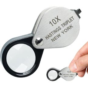 مجوهرات LOUPE 10X حلقة المجوهرات ، مكبّر المجوهرات القابلة للطي Hastings Triplet 10x Loupe لجمعات الطوابع والعملة المعدنية ، الهواة ، الساعات