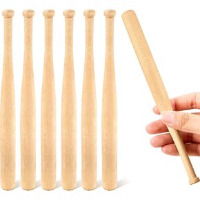 Juexica 3 Pcs 8 Inches Unfinished Mini Baseball Bat Unpainted Small Wooden Bats for Painting Keychain Action Figures DIY Craft Projects Ball Sports Party Favors