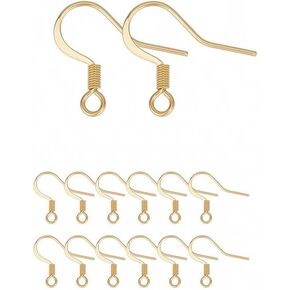 Earring Hooks 30PCS, Stainless Steel Ear Wires Fish Hooks, Hypo-allergenic Jewelry Findings Parts for DIY Jewelry Making (Gold-A)