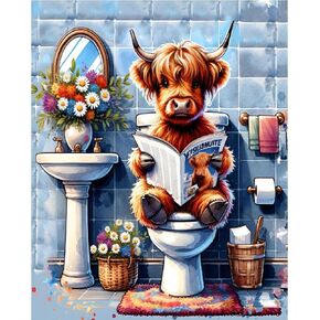 uuxsretaio Highland Cow Paint by Numbers Kit for Adults, Adults' Paint-by-Number Kits for Beginner, Cow Painting by Number Kits Art on Canvas, Acrylic DIY Oil Painting for Home Wall Decor 16x20 Inch