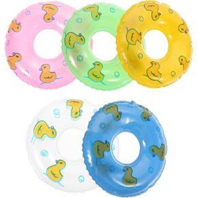 ibasenice Mini Swimming Ring Inflatable Swim Ring, 5pcs Dollhouse Pool Swimming Party Favors Baby Pool Float Swimming Rings Plastic Mini Swim Tube Swimming Ring Toy for Over 3 Years Old