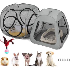 Portable Cat Playpen, Trapezoidal Design for Better Standing, Foldable Pet Tent for Indoor and Outdoor Use,Dog Playpen, Outdoor Cat Tent, Cat Houses & Condos for Kitten,Cat,Puppy and Small Animals.