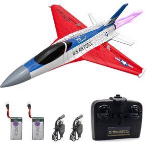 Dollox RC Airplane Toys F-16 Fighting Falcon 2.4Ghz 2CH Remote Control Plane Jet RC Fighter Airplanes Ready to Fly Beginner RC Plane with Lights RC Aircraft Toy Gifts for Boys Adults, 2 Batteries