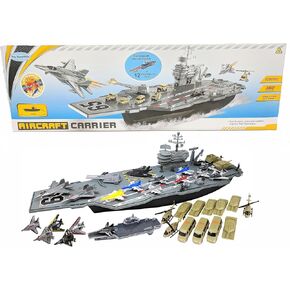 Aircraft Carrier Toy with Warplanes Fighter Jets Launching Planes Catapult Aircraft Helicopters Tanks Trucks Army Men Soliders