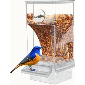 No Mess Bird Cage Feeder,Automatic Parrot Seed Feeders with Perch, Acrylic Transparent Seed Food Container Cage Accessories forSmall Birds Parrot Cockatoo Canary