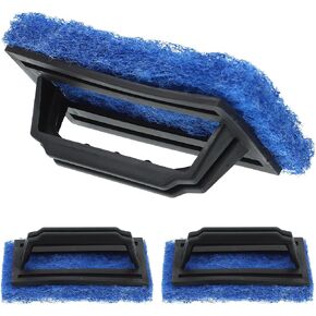 VILLCASE 3pcs Screen Printing Scrub Pads, Ink Printing Remover Brushes, Blue Scrub Brush with Handle, Screen Printing Supplies for Reclaiming Mesh Frames