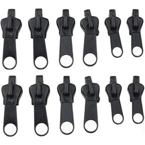 12pcs Black Universal Zipper Repair Kit Instant Fix Zip Replacement Zip Slider Teeth Rescue Zipper for Tailor Sewing Craft Bulk to Clever Fashion Sewing Notions and Supplies Fasteners Zippers