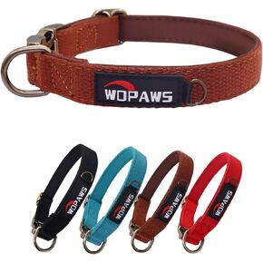 Dog Collar Polyester Cotton Webbing with Neoprene Inner Quick Release Bronze-Colored Buckle for Small Dogs (Brown, S)