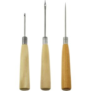 yyangz 3PCS Sewing Awl Set Wooden Handle Awl Universal Leather Punching Tool Pointed Hook Hollow Awl Quick Sewing Awl for DIY Hand Punching Leather Punching Garment Punching