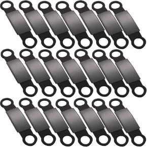 21 Pcs Slide On Pet Id Tags Cat Dog Name Tag Silent, Blank S/M/L Black Stainless Steel Silicone, Quiet No Noise Pet Dog Cat Collar Tag (Black, L)