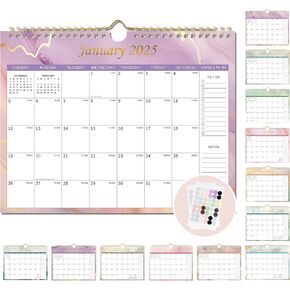 Deli 2025 Calendar, Wall Calendar from January 2025 to December 2025, 11" x 8.5", Twin-Wire Binding, 12 Monthly Large Hanging Calendar with Thick Paper with Julian Dates for Home & Office, Seasonal