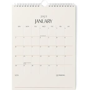 Karto Wall Calendar 2025 - Vertical 8.5x11 inch Runs Until June 2026 - Boost Your Productivity and Easy Planning with the Aesthetic Monthly Calendar - Beige