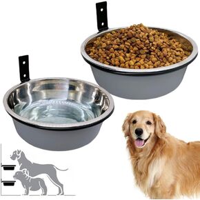 Wall Mounted Dog Bowls-2 * 36 Oz, Stainless-Steel Raised Adjustable Height Dog Food and Water Bowls, Elevated Pet Comfort Feeding Bowl for Medium Large Dogs Cats