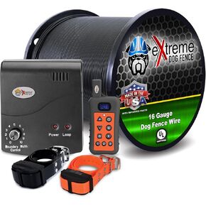 Electric Dog Fence + Remote Trainer - 2 Dog / 1000' of 16 Gauge Underground Dog Fence Wire (Up to 1 Acre) - Dual Solution to Contain and Train Your Dog(s) with a Single Collar…
