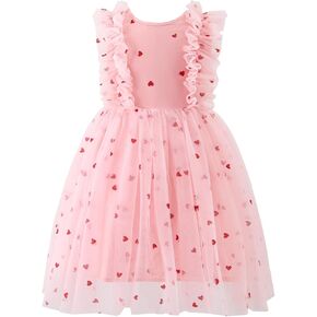 Toddler Girl Flower Gril Princess Dresses Dot Tulle Puff Sleeve Party Tutu Dress for Birthday