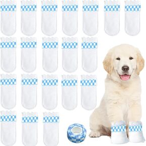 YVPSI 20pcs Disposable Dog Boots Pet Disposable Dog Shoes Dog Feet Covers Disposable Pet Shoes with Self-Adhesive Bandage for Paw Protection Outside