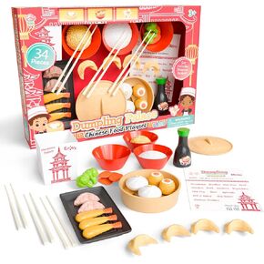 Lollipop Dumpling Palace Chinese Food Playset for Kids – 34-Piece Set for Toddlers 3+, Gourmet Play Kitchen with Realistic Food Items for Creative Play and Learning