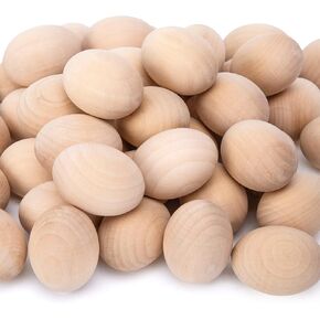 SallyFashion 60 PCS Wooden Easter Eggs, Fake Eggs for Dying DIY Party Favors Home Decor Basket Stuffer