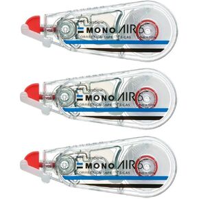 Tombow KPB-325 Pencil Correction Tape 0.2 inch (5 mm) MONO Mono Air (Light Touch, High Adhesion Tape), Single Use Type, 32.8 ft (10 m), 3 Pieces