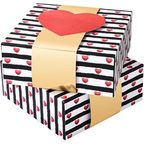 souloduce 2 Piece Medium Mother's Day Gift Box with Lid,10 Inch with Heart Pattern Seal and Card Ideal for Mother's Day, Birthday, Valentine's Day Gifts of Jewelry, Cosmetics, Desserts and More