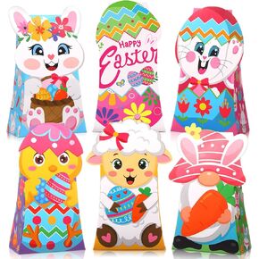 Cholemy 24 Pcs Easter Treat Boxes Bulk Easter Eggs Goodie Containers Cute Cardboard Bunny Cookie Candy Gifts Boxes for Home Spring Party Decor,6 Styles