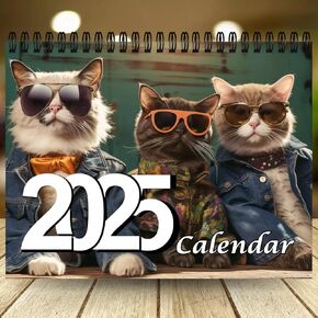2025 Calendar - 2025 Wall Calendar, 12 Month Calendar, January 2025 - December 2025, 8" x 11", 2025 Wall Calendar, Double Bound - Stylish Cat Calendar