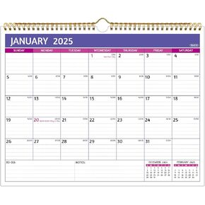 Wall Calendar 2025-2026 - 18 Monthly Calendar 2025-2026 Wall, Jan 2025 - Jun 2026, 14.57'' x 11.42'', 2025 Calendar with Ruled Blocks, Thick Paper, Holidays, To-do ＆ Notes, Amply Writing Space