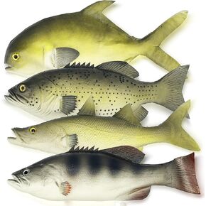 4 Pack Fake Fish, 11 Inch Artificial Fish Models Simulated Pretend Realistic Fish Lifelike Sea Fish for Party Display, Kitchen Decor, Photography Props, 4 Types