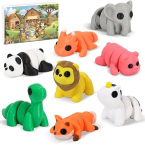 8 Pack Mystery 3D Printed Animals, Mini Animal Packs, 3D Printed Articulating Figurines, 3D Printed Toys, Miniatures 3-D Printed Farm Animals, Little Animals Figures, Random 8PCS Animals