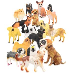 Liberty Imports 18 PCS Large Dog Figurines Playset, 4" Toy Pet Puppy Realistic Play Figures, Canine Bulk Animal Variety Cake Toppers, Party Favors for Kids