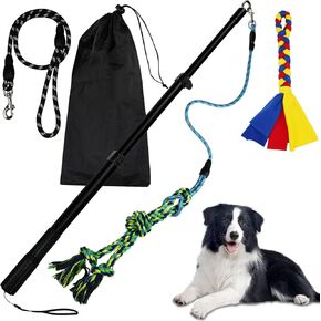 Flirt Pole for Dogs, Pet Flirt Stick, Dog Teaser Wand Play Pole with Fleece Rope Lure Chewing Toy, Outdoor Dog Toys for Small Medium Large Dogs Puppy Chasing Training