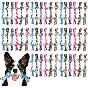 48 Pcs Dog Rope Toys, 100% Cotton Rope Dog Toys for Aggressive Chewers Durable Dog Tug of War Toy with Knot for Small & Medium Dogs, Interactive Puppy Toys for Teething, Teeth Cleaning - 6 Colors