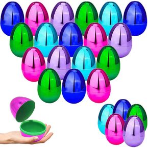 The Dreidel Company Fillable Easter Eggs (12-Pack) Metallic Bright Colors with Hinge Bulk Plastic Easter Eggs, Perfect for Easter Egg Hunt, Surprise Egg, Easter Hunt, 2.25" Assorted Colors
