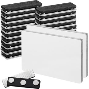 20-Pack Magnetic Name Tags, 2.1 x 3.4 Magnetic Blank Name Badges, Heat Sublimation Printable Badges with Magnetic Fasteners for Jackets, Shirts
